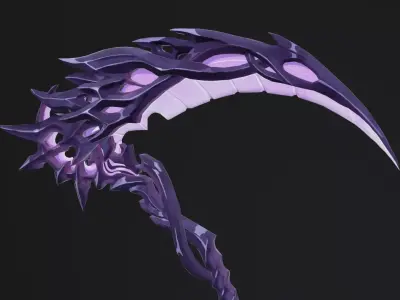 Hand painted 3D dark Scythe Low-poly 3D model