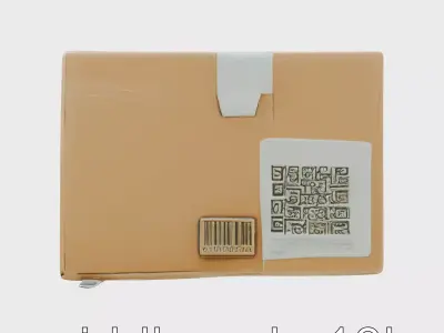Sealed Shipping Carton with Printed Shipping Data Low-poly 3D model