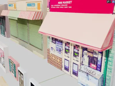 Storefront Shopfront Starbucks Coffee Shop Retail City Low-poly 3D model buy