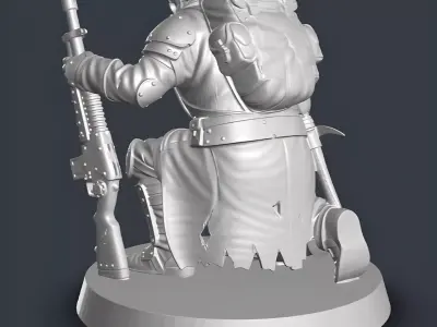 Grimdark Sci-Fi Trench Trooper STL Rifleman Miniature 3D print model