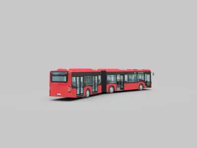 Long Bus with interior Low-poly 3D model
