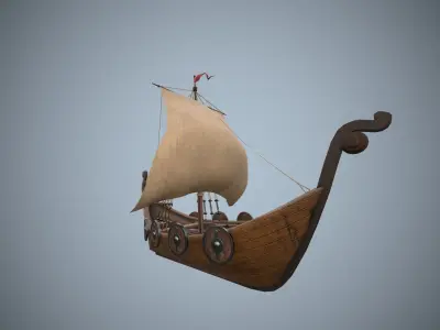 Vikings ship Low-poly 3D model
