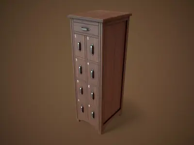 Vintage File Drawer Cabinet Low-poly 3D model