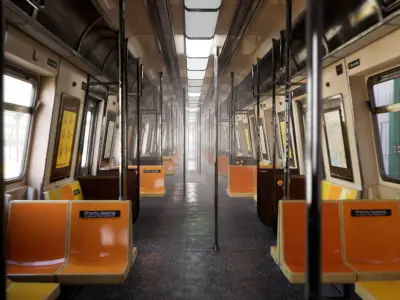 NYC Subway Car and Station PBR Low-poly 3D model