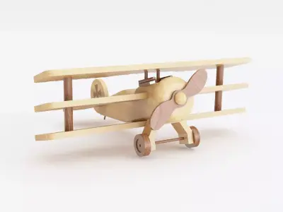 Wooden toy biplane 05 3D model
