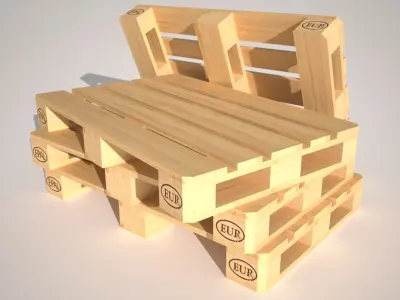Wood Pallet EUR EPAL Low-poly 3D model