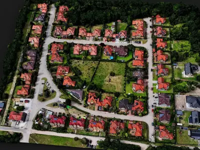 small town buildings area drone PBR photogrammetry FREE Free low-poly 3D model