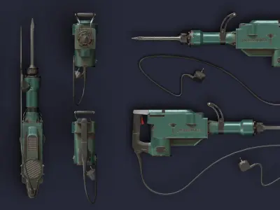 Jackhammer two electric drills Low-poly 3D model
