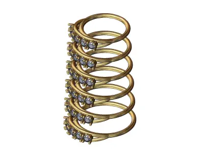 Double wire diamond arc 3mm stones  band US sizes 5to10 3D print model