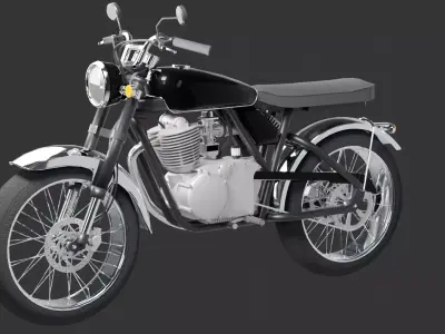 Classic Retro Motorcycle 3D Model     PBR Blender FBX OBJ GLB 3D model