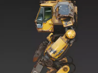 Industrial Brawler Mech 3D Model Low-poly 3D model
