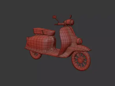 Vintage Vespa Style Motorcycle 3D Model Low-poly 3D model