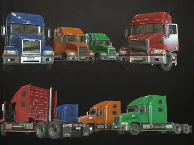 Semi Truck Tractor Low-poly 3D model