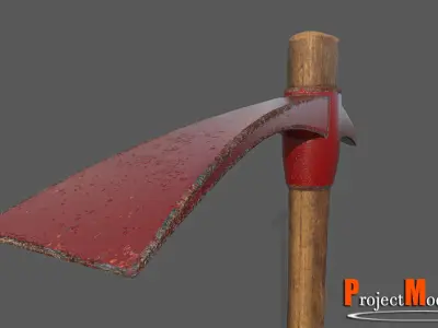 Pickaxe-Version001 axe with wooden handle Low-poly 3D model