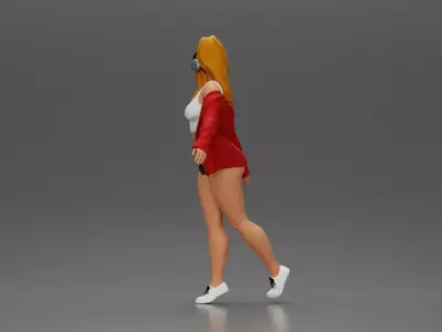 Girl lets her  jacket slip embracing freedom rhythm grace 3D print model