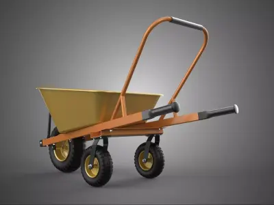 TRI CASTOR SWIVEL WHEEL WHEELBARROW BARROW ERGONOMIC HANDLE DUMP 3D model