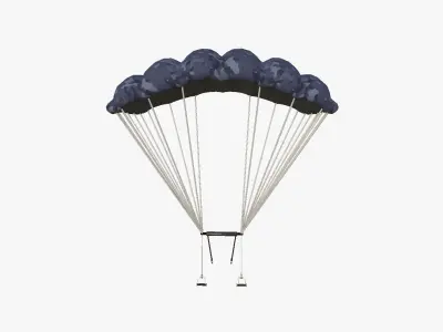 Parachute A12 Blue Camouflage - Character Accessories Design Low-poly 3D model