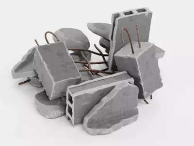 Pile of Debris V2 - Concrete Rubble Cluster 3D model