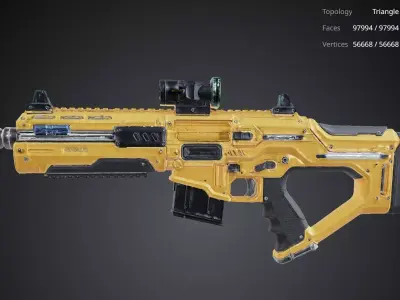 Futuristic Yellow Gun 3D model
