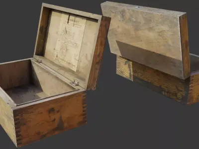 Old Wooden WWII Storage Box Free low-poly 3D model