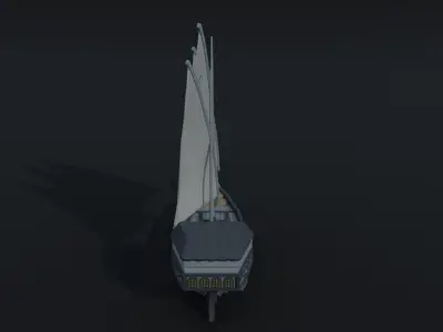 Cartoon medieval fantasy ship 2 Polygonal Style Low-poly 3D model