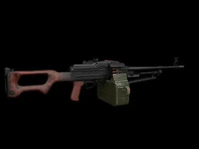 PKM light machine gun Low-poly 3D model