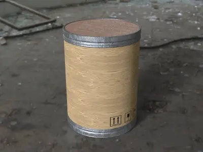 wood barrel Low-poly 3D model get