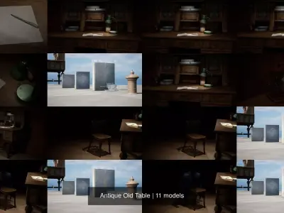 Antique Old Table 3D Model Pack