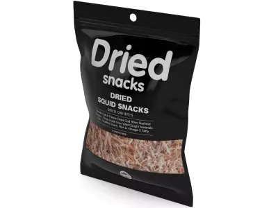 Dried fish and seafood Dried Squid Snacks Low-poly 3D model