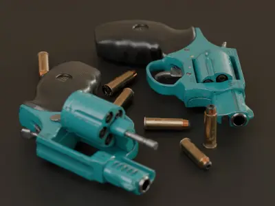 Low poly revolver Colt 45 3D model