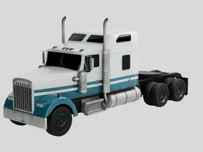 Low Poly American Semi Truck with 4K Textures Low-poly 3D model