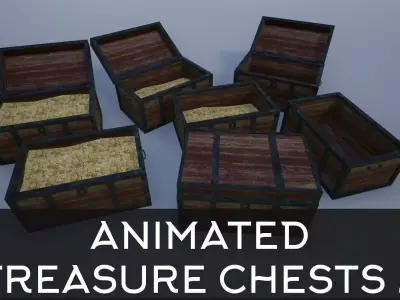 Lowpoly Animated Empty and Full Treasure Chests 2 Low-poly 3D model