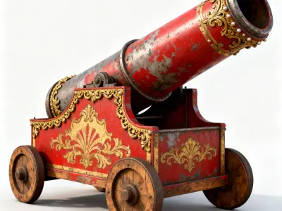 Vintage Circus Human Cannon 3D Model V01 Low-poly 3D model