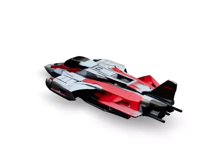 Scifi Fighter Spaceship Red  White Low-poly 3D model