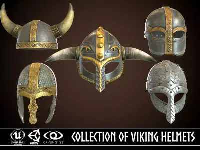 Collection of Viking Helmets 3D Model Pack