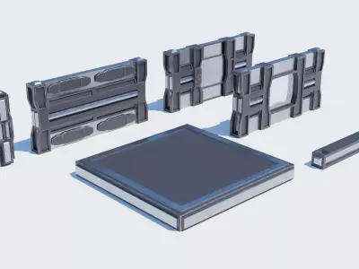 Modular Science-Fiction Exterior Pack Free low-poly 3D model
