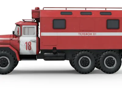 Soviet Fire Service Command Vehicle Low-poly 3D model