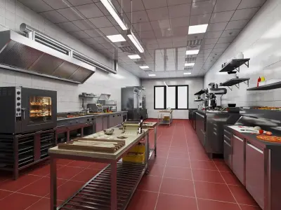 Commercial Kitchen Stainless Equipment Pack PBR Game Ready Low-poly 3D model