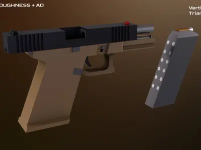 Stylized Glock 19 and Textures Free low-poly 3D model