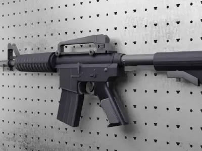 Colt M4A1 AR15 Carbine Assault Rifle Machine Gun Low-poly 3D model