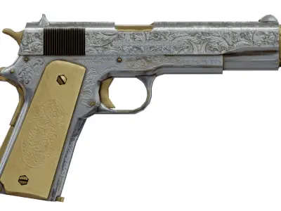 Pistol with Engravings Free low-poly 3D model