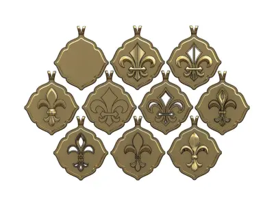 Royal lily Lys flower Fleur de lys pendants  3D print model