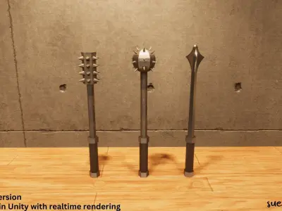 Maces - Lowpoly Textured and Colorbased Low-poly 3D model