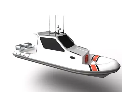 Coast Boat Low-poly 3D model