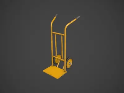 Yellow Sack Truck Low-poly 3D model