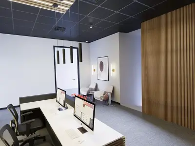 Modern Black Tone Reception Area Scene for Cinema 4D 3D model