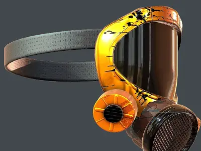 Gas mask helmet 3d model scifi Low-poly  Low-poly 3D model 18