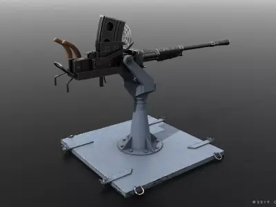 Type 96 - 25mm AT-AA Japanese single gun Low-poly 3D model