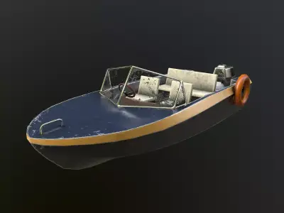 Motor boat Low-poly 3D model