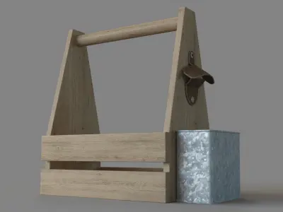 Beverage Solid Wood Crate 3D model